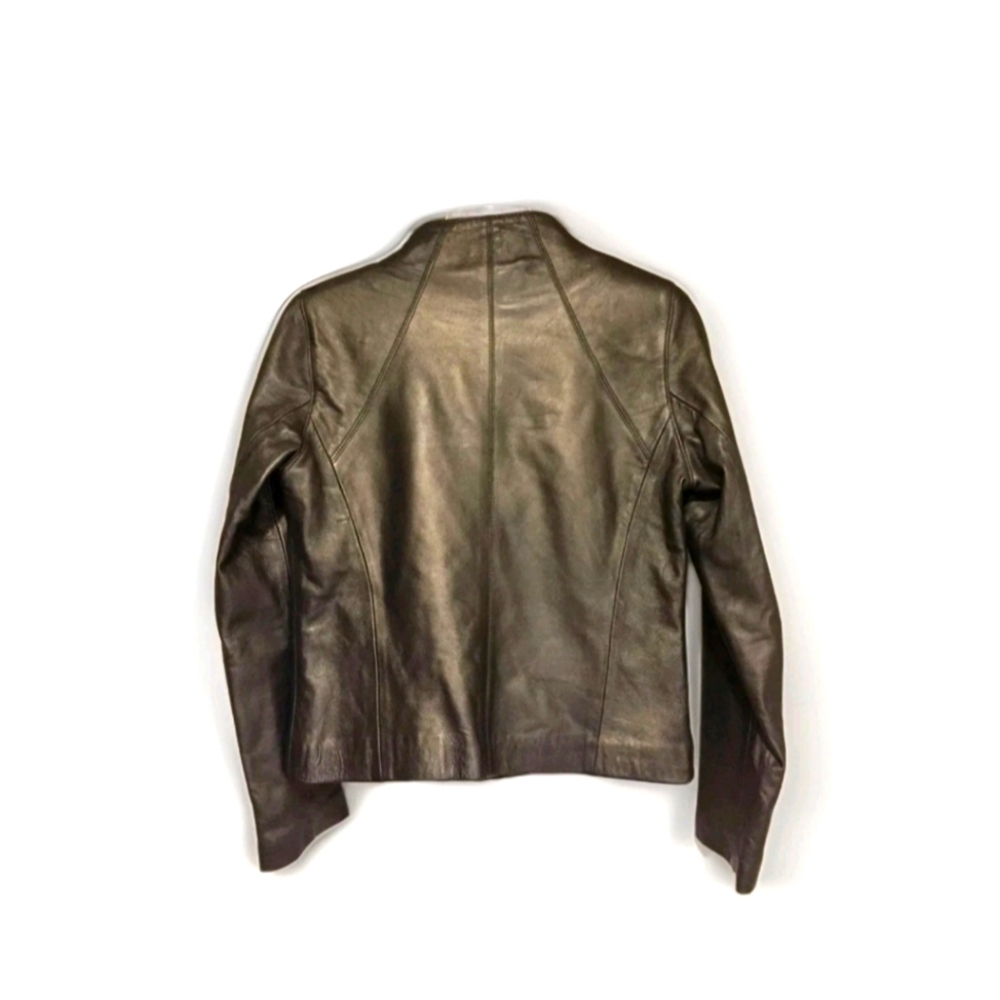 Yvonne le Marie Leather Bronze biker Jacket Size 12 - Picture 3 of 4